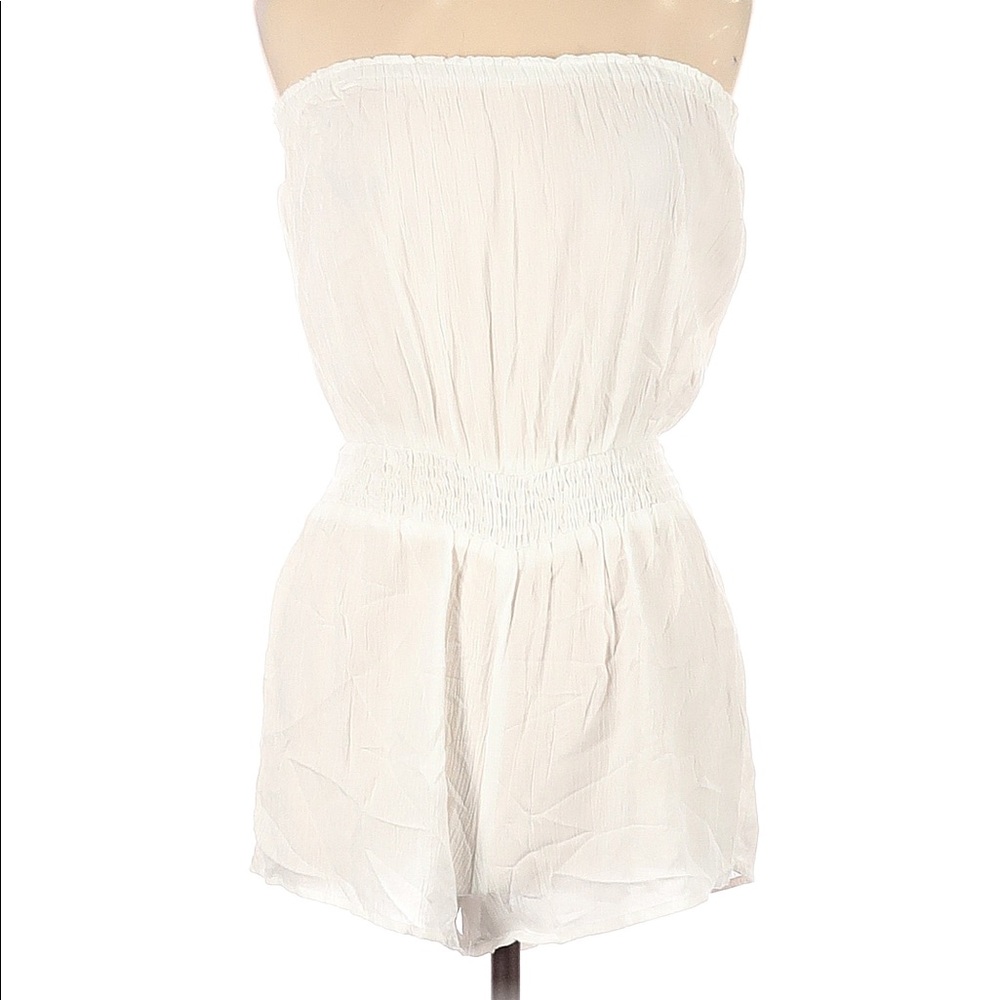White strapless romper